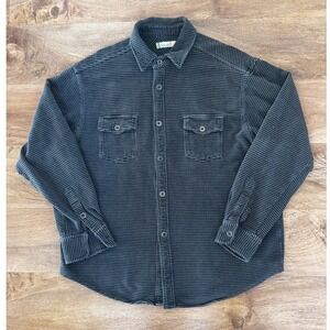 True Grit Dry Goods Blue Check Textured Button Down Flannel Work Shirt Mens XL